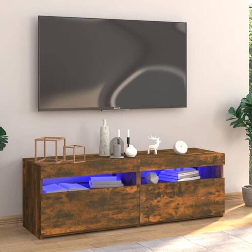 Tv-bord med LED-lys 120x35x40 cm røget eg