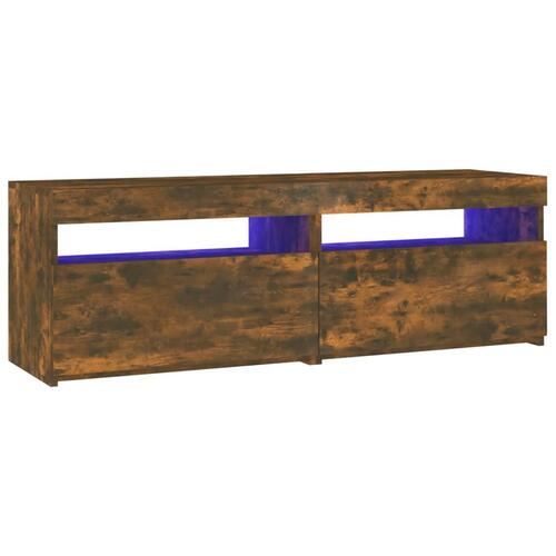 Tv-bord med LED-lys 120x35x40 cm røget eg