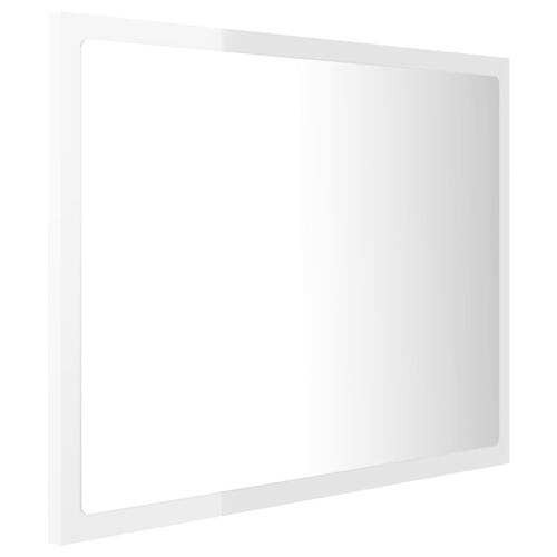 Badeværelsesspejl med LED-lys 60x8,5x37 cm akryl hvid højglans