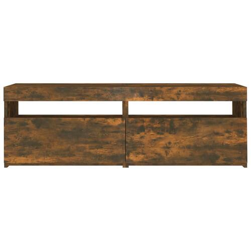 Tv-bord med LED-lys 120x35x40 cm røget eg