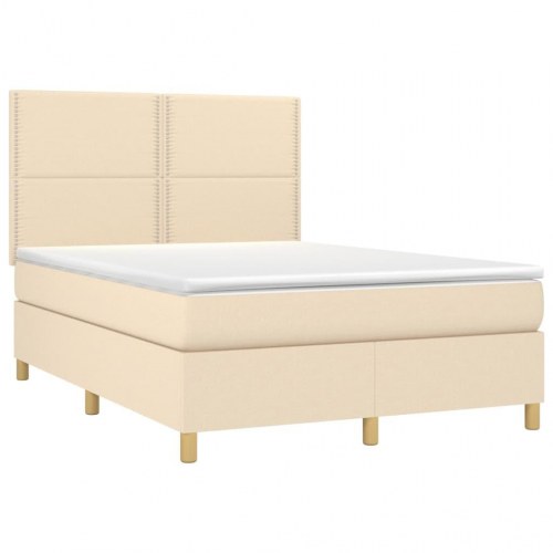 Kontinentalseng med madras 140×190 cm - stof, cremefarvet