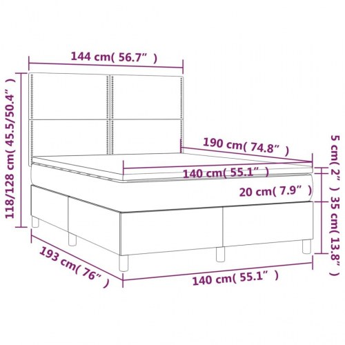 Kontinentalseng med madras 140×190 cm - stof, cremefarvet