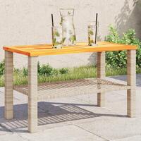 Havebord 70x38x42 cm polyrattan og akacietræ beige