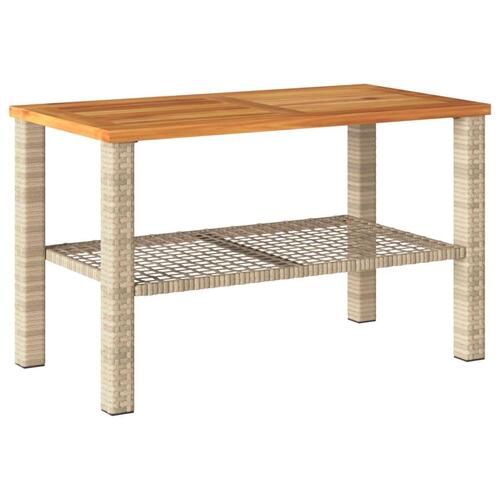 Havebord 70x38x42 cm polyrattan og akacietræ beige