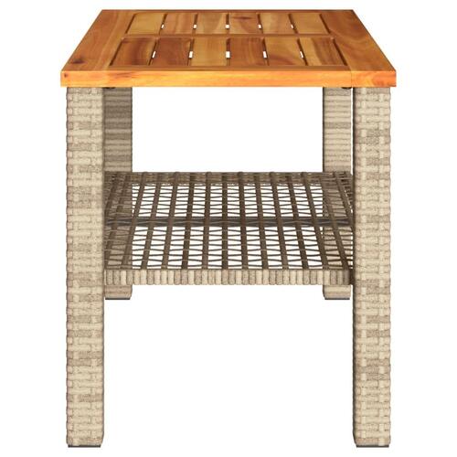 Havebord 70x38x42 cm polyrattan og akacietræ beige