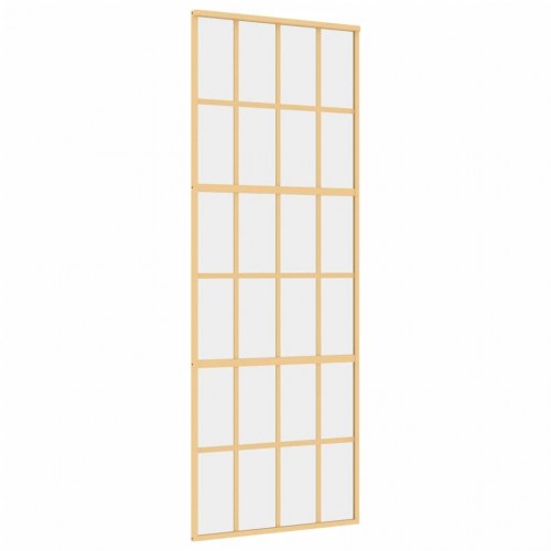 Skydedør 76×205 cm - klart sikkerhedsglas og aluminium, guldfarvet