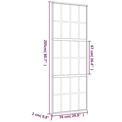 Skydedør 76x205 cm klart sikkerhedsglas og aluminium guldfarvet