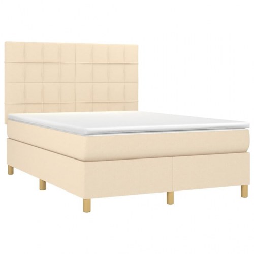 Kontinentalseng med madras 140×190 cm - stof, cremefarvet