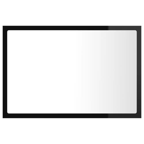 Badeværelsesspejl med LED-lys 60x8,5x37 cm akryl sort højglans
