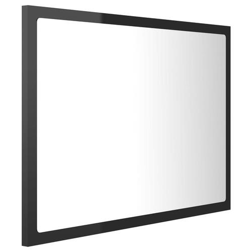 Badeværelsesspejl med LED-lys 60x8,5x37 cm akryl sort højglans