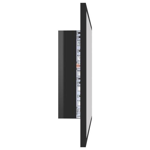 Badeværelsesspejl med LED-lys 60x8,5x37 cm akryl sort højglans