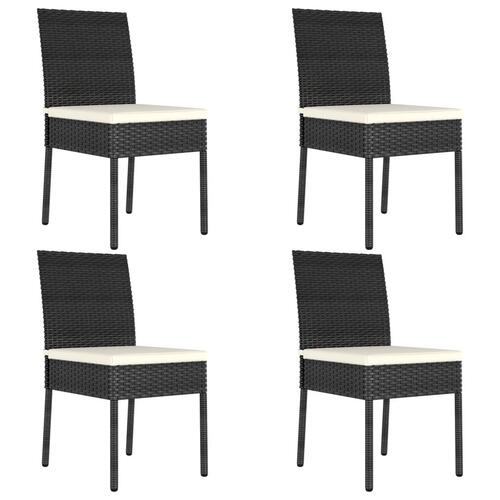 Spisebordssæt til haven 5 dele polyrattan sort