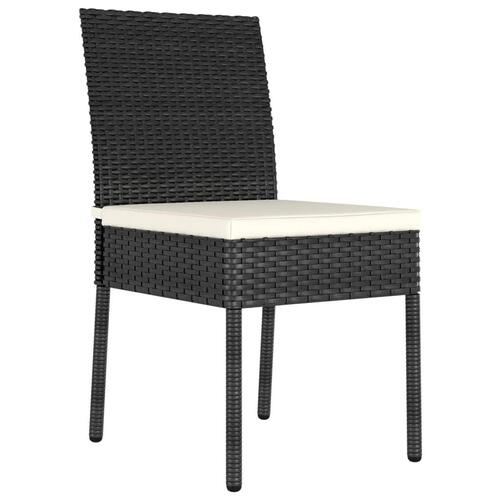 Spisebordssæt til haven 5 dele polyrattan sort