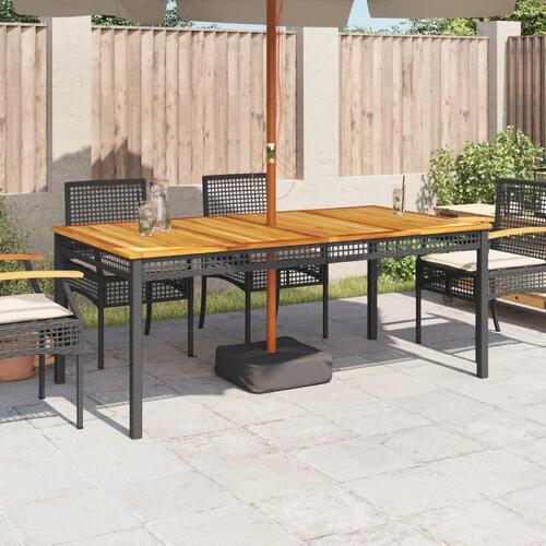 Havebord 180x90x75 cm polyrattan og akacietræ sort