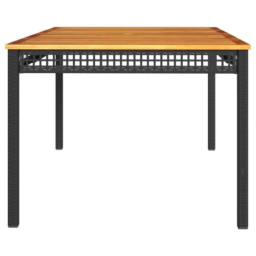 Havebord 180x90x75 cm polyrattan og akacietræ sort