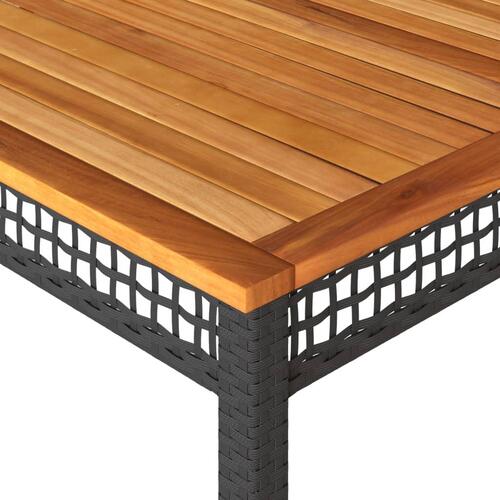 Havebord 180x90x75 cm polyrattan og akacietræ sort