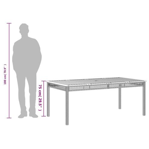 Havebord 180x90x75 cm polyrattan og akacietræ sort