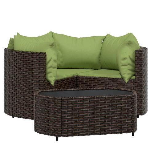 Loungesæt til haven 4 dele med hynder polyrattan brun