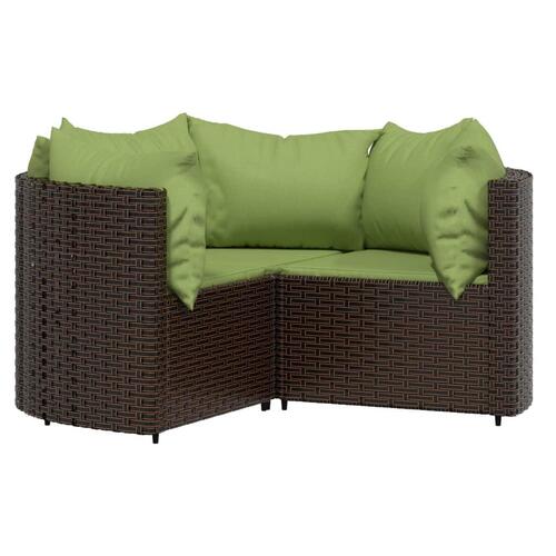 Loungesæt til haven 4 dele med hynder polyrattan brun