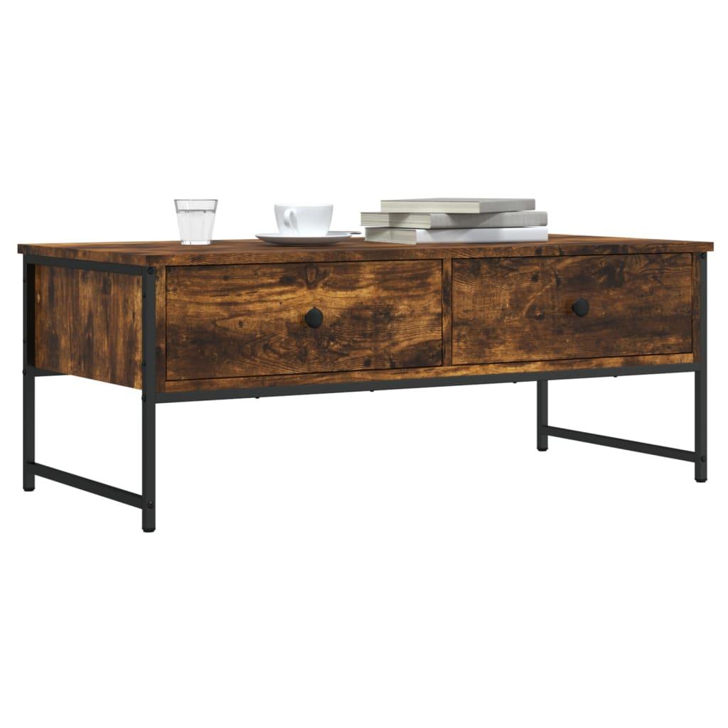 Sofabord 101x49x39,5 cm konstrueret træ røget egetræsfarve