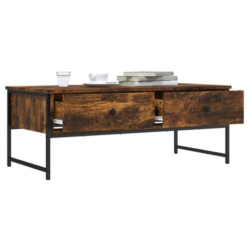 Sofabord 101x49x39,5 cm konstrueret træ røget egetræsfarve