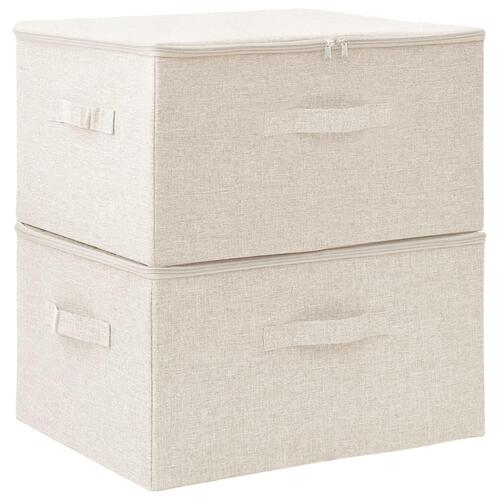 Opbevaringskasser 2 stk. 43x34x23 cm stof cremefarvet