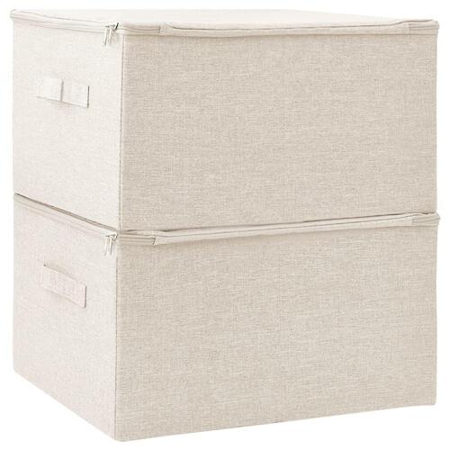 Opbevaringskasser 2 stk. 43x34x23 cm stof cremefarvet