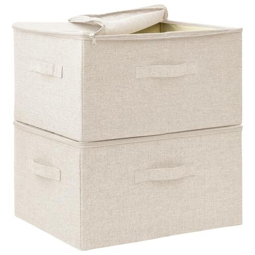 Opbevaringskasser 2 stk. 43x34x23 cm stof cremefarvet