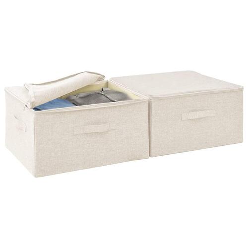 Opbevaringskasser 2 stk. 43x34x23 cm stof cremefarvet