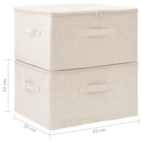 Opbevaringskasser 2 stk. 43x34x23 cm stof cremefarvet