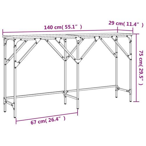 Konsolbord 140x29x75 cm konstrueret træ sonoma-eg