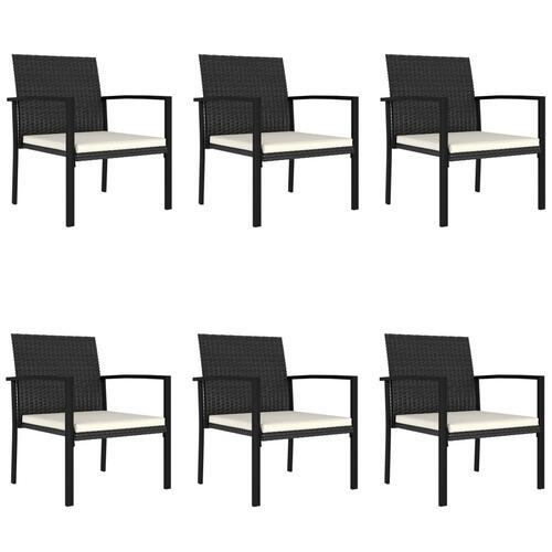 Spisebordssæt til haven 7 dele polyrattan sort