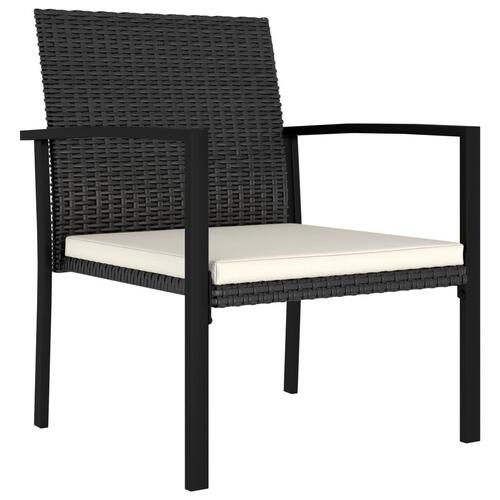 Spisebordssæt til haven 7 dele polyrattan sort