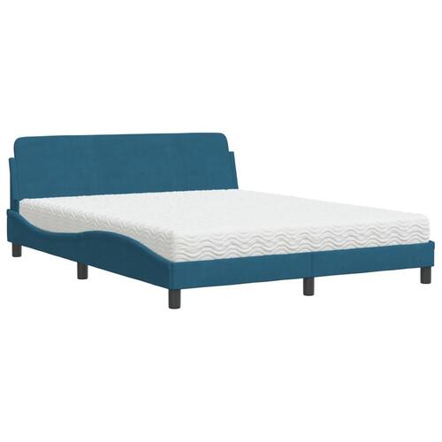 Seng med madras 160x200 cm velour blå