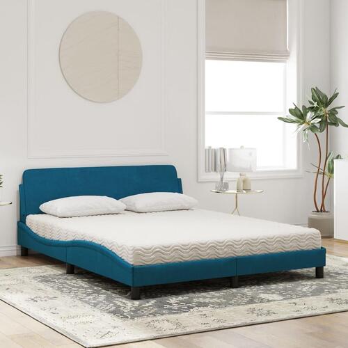 Seng med madras 160x200 cm velour blå