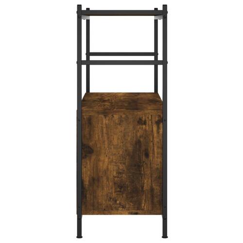 Bogreol 80x30x78,5 cm konstrueret træ og jern røget egetræ