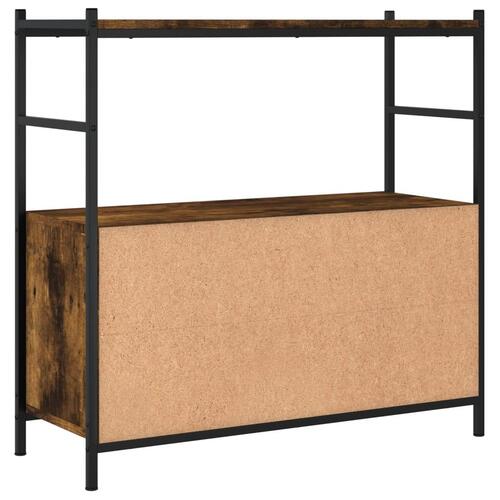 Bogreol 80x30x78,5 cm konstrueret træ og jern røget egetræ