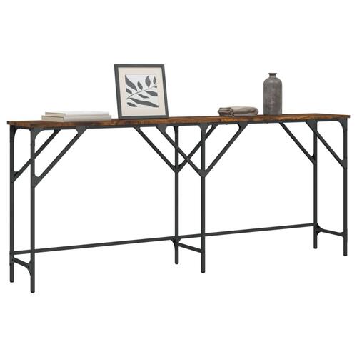 Konsolbord 180x29x75 cm konstrueret træ røget egetræsfarve