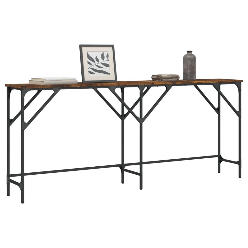 Konsolbord 180x29x75 cm konstrueret træ røget egetræsfarve