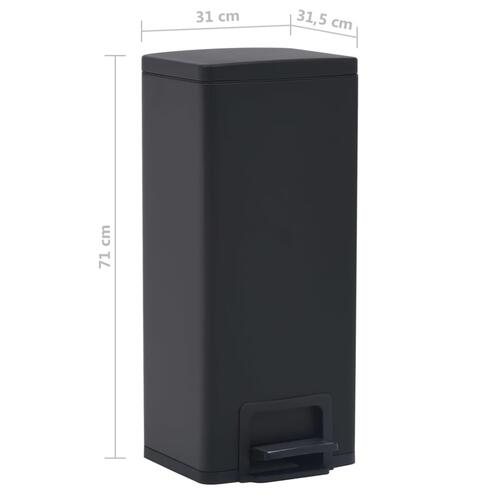 Pedalspand fingeraftryksafvisende 30 l rustfrit stål sort