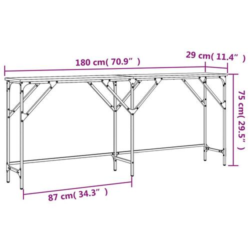 Konsolbord 180x29x75 cm konstrueret træ røget egetræsfarve