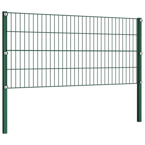 Hegnspaneler med stolper 17 x 0,8 m jern grøn