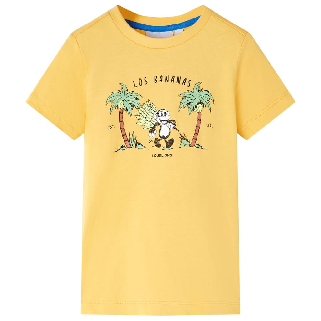T-shirt til børn str. 92 lys okkergul billede