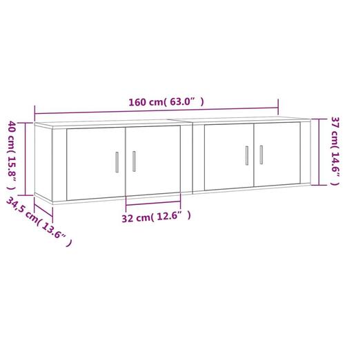 Væghængte tv-skabe 2 stk. 80x34,5x40 cm grå sonoma-eg