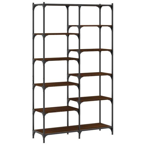 Bogreol 100x32x170 cm konstrueret træ og jern brunt egetræ