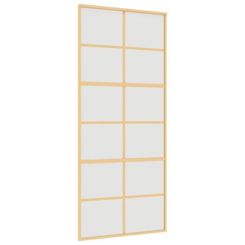 Skydedør 90x205 cm matteret sikkerhedsglas og aluminium gylden