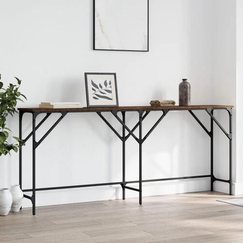 Konsolbord 180x29x75 cm konstrueret træ brun egetræsfarve