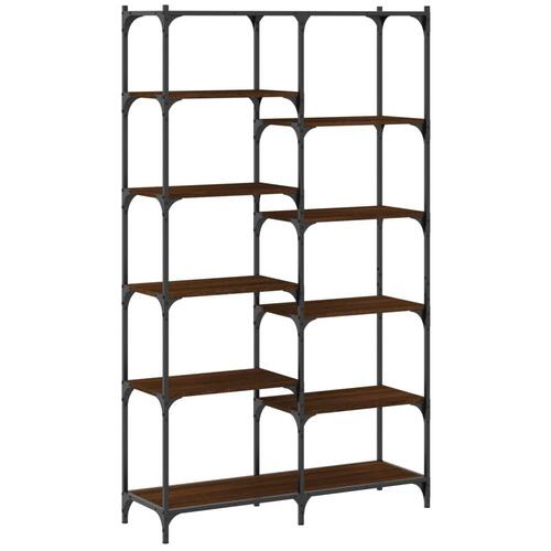 Bogreol 100x32x170 cm konstrueret træ og jern brunt egetræ
