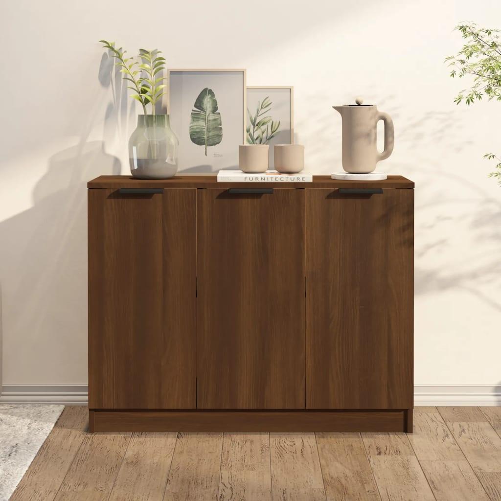 Skænk 90,5x30x70 cm konstrueret træ brun egetræsfarve