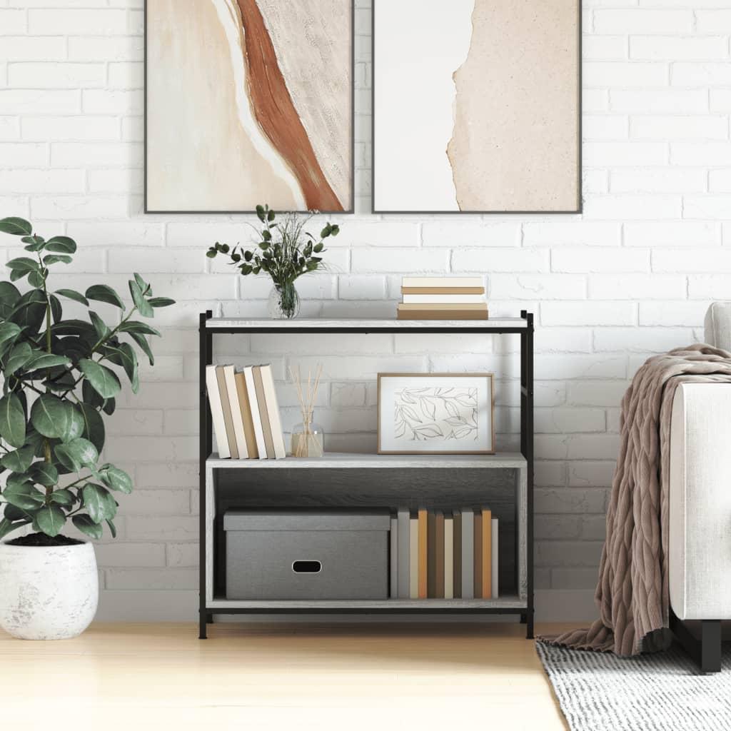 Skrivebord 80x30x78,5 cm konstrueret træ og jern grå sonoma-eg